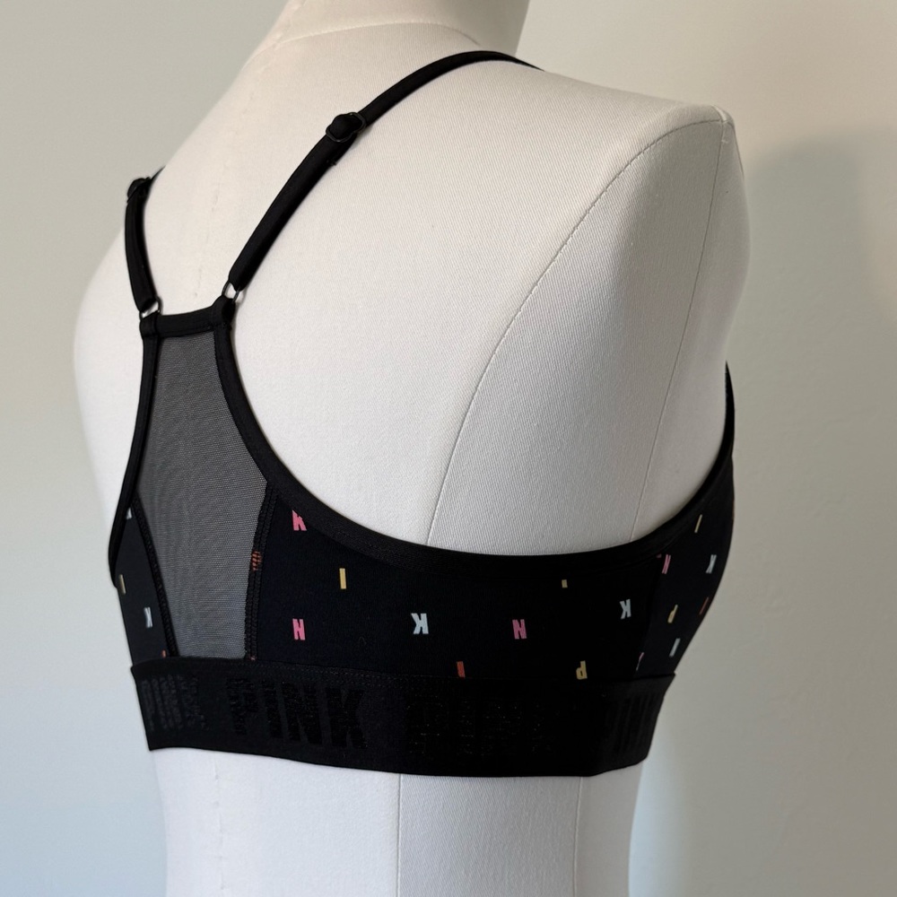 Not for Sale! Victoria’s Secret PINK Black Logo Print Sports Bra Racerback - Picture 7 of 9